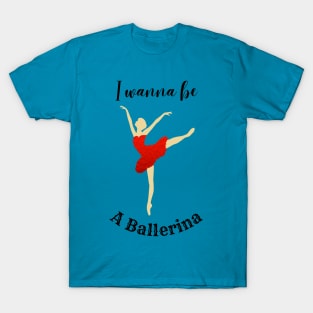 Ballerina Dancing in Red Tutu T-Shirt